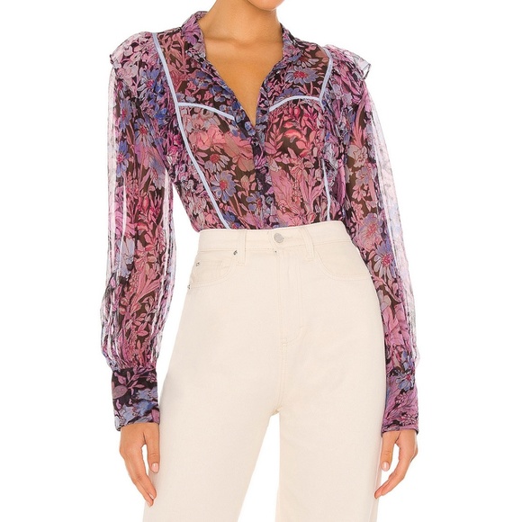 LoveShackFancy Tops - LoveShackFancy Beatrix Blouse in Midnight Light Size Medium